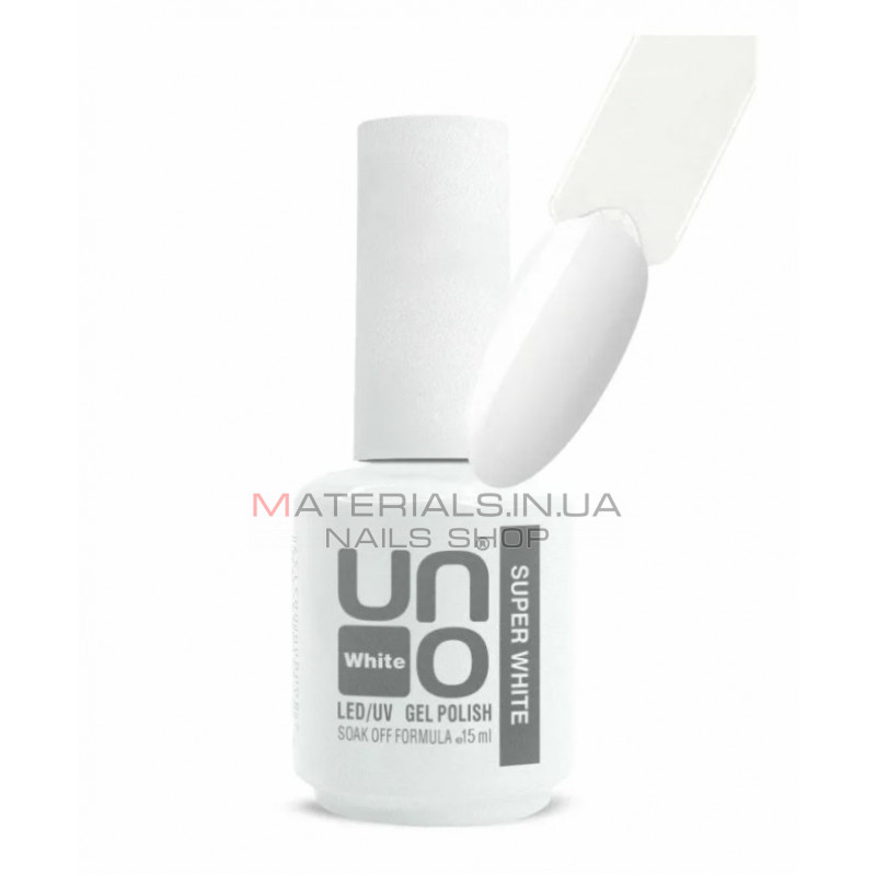 UNO Super White / Супер белый гель лак для ногтей (нанесение в 1 слой), 15 мл. UNO Super White / Супер белый гель лак для ногтей (нанесение в 1 слой), 15 мл.