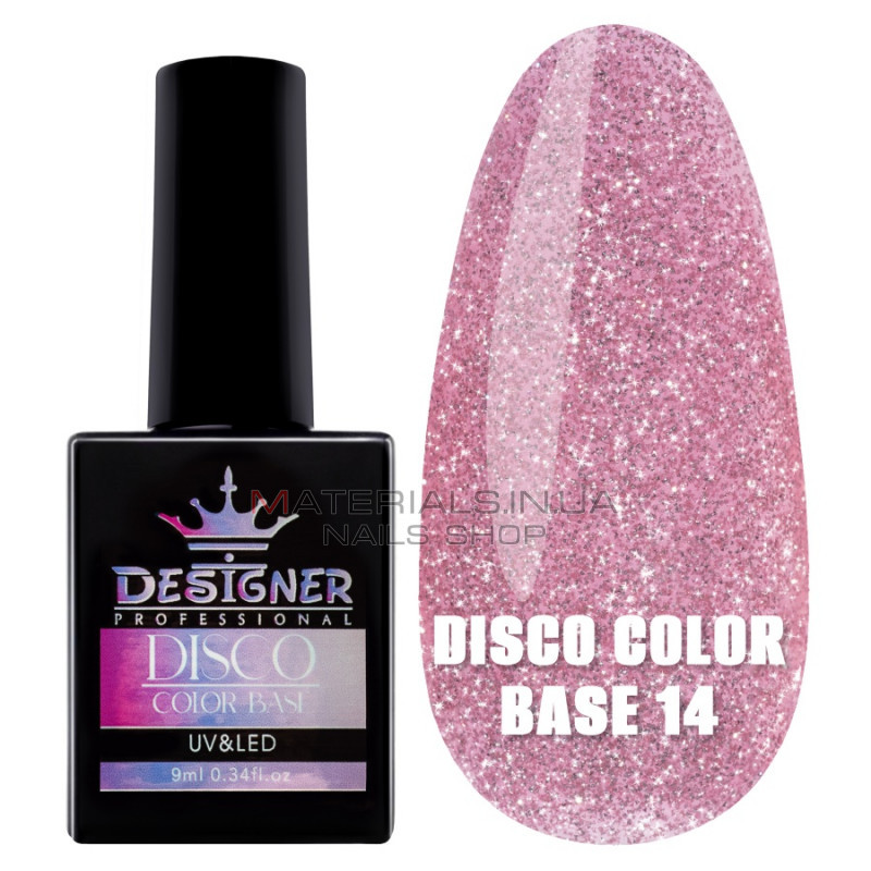 Светоотражающее базовое покрытие №14 (Розовый), 9 мл. - Disco Color Base Дизайнер Светоотражающее базовое покрытие №14 (Розовый), 9 мл. - Disco Color Base Дизайнер