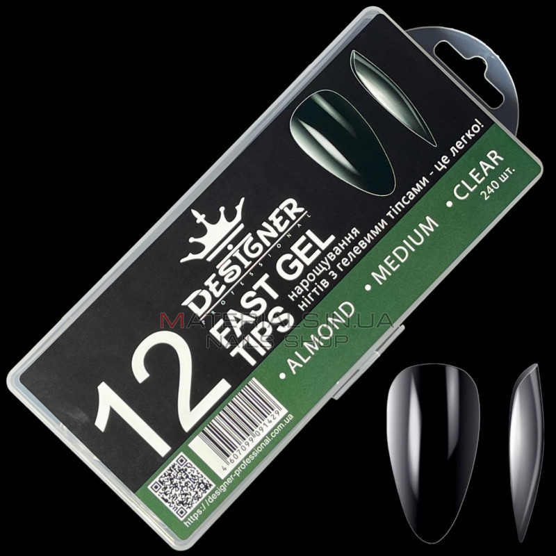 Fast gel tips №12 (Almond, medium size) - Гелеві типси Дизайнер Fast gel tips №12 (Almond, medium size) - Гелеві типси Дизайнер
