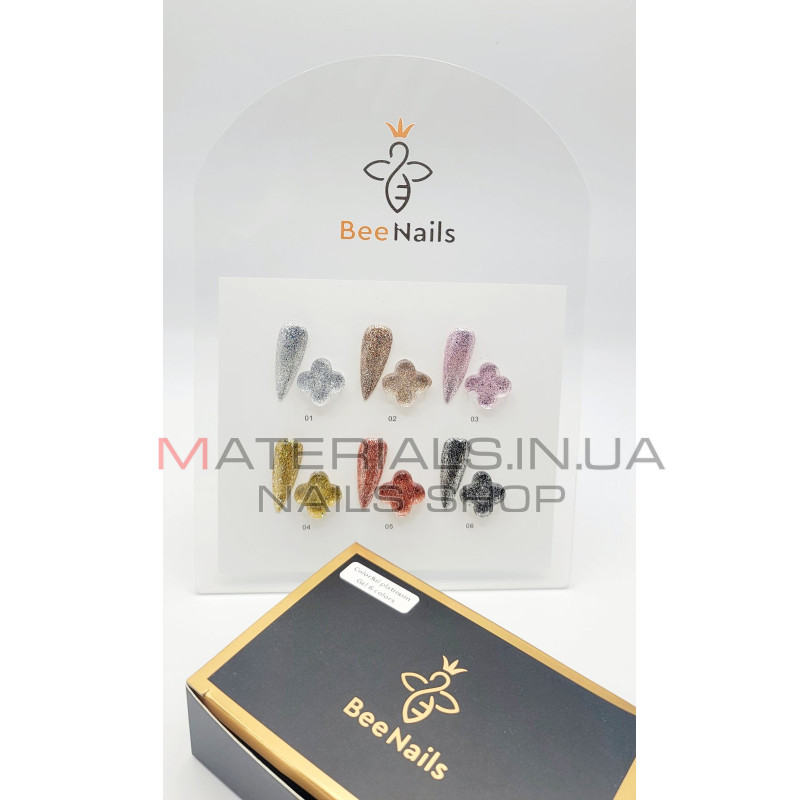 Гель із глітером Bee Nails, набір 6 шт
