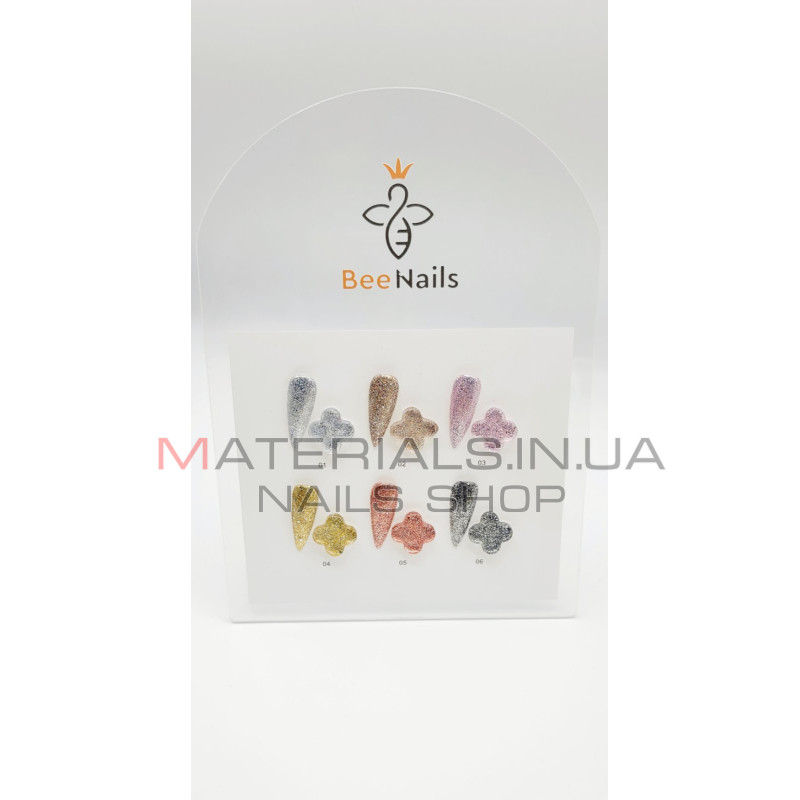 Гель із глітером Bee Nails, набір 6 шт
