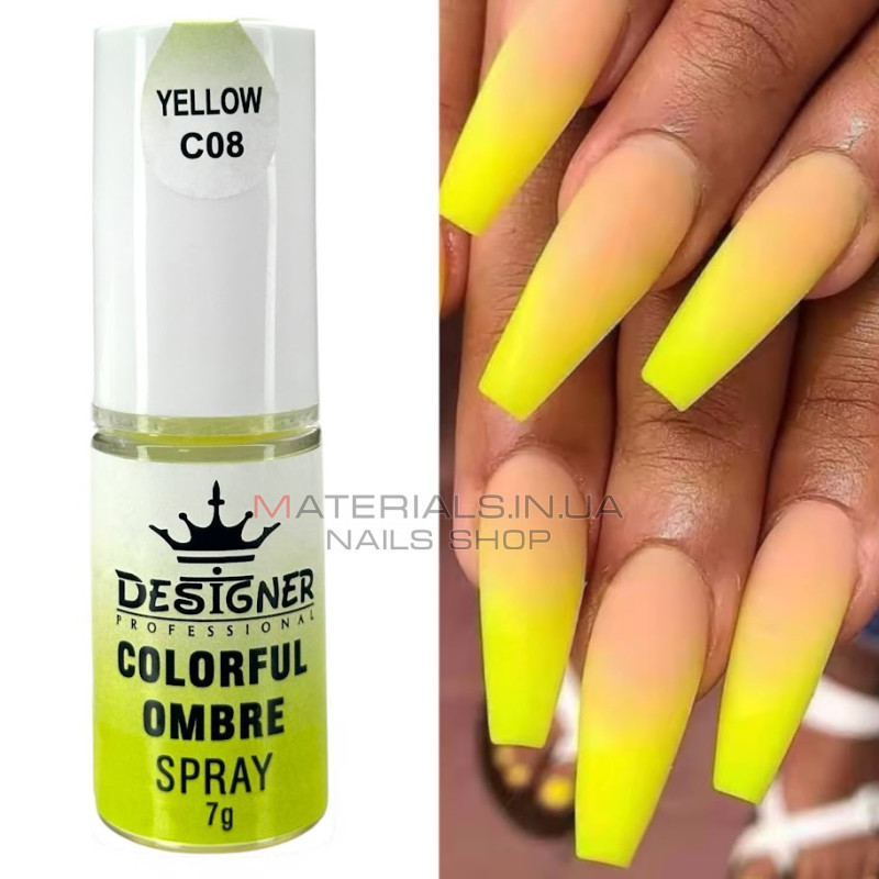 Colorful Ombre Spray, 7 г. Yellow C08 (Жовтий) - спрей пудра Дизайнер для створення омбре на нігтях Colorful Ombre Spray, 7 г. Yellow C08 (Жовтий) - спрей пудра Дизайнер для створення омбре на нігтях