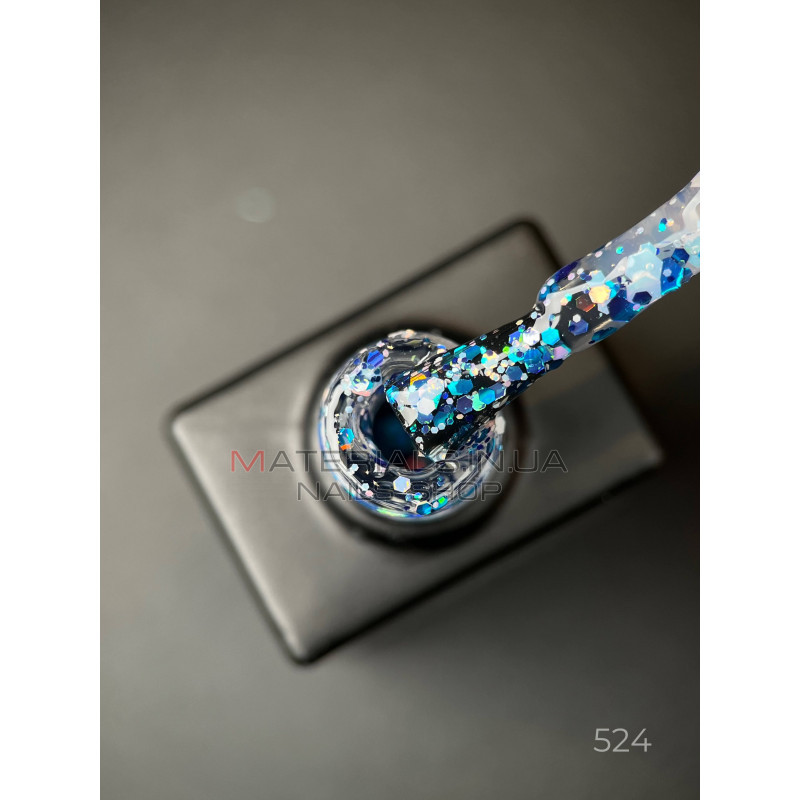 Гель лак Cosmo Glitter 524 Дизайнер (9мл.) - з конфетті різних розмірів Гель лак Cosmo Glitter 524 Дизайнер (9мл.) - з конфетті різних розмірів