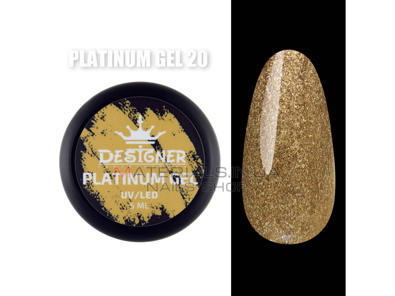 Platinum Gel Гель - платинум Designer Professional с шиммером, 5 мл. №20