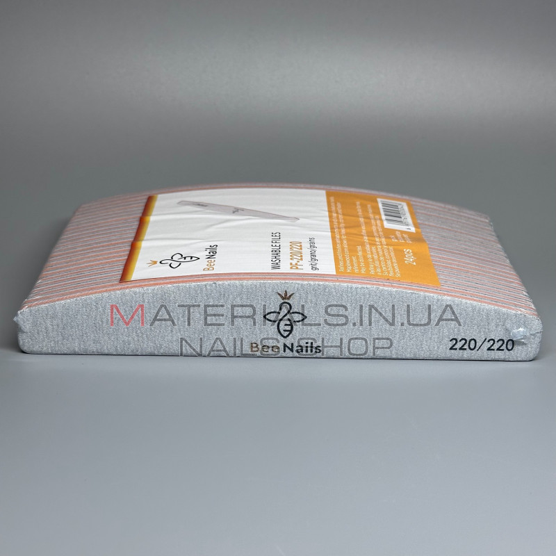 Упаковка пилок Bee Nails - серая, лодочка 220/220 грит (24шт)
