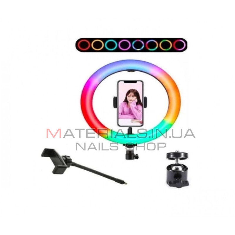 Кільцева LED-лампа 3D-33, RGB, 33 см, 13″, 120 світлодіодів, 24 RGB