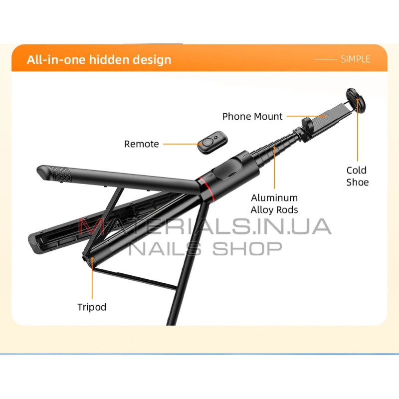 Монопод Tripod C10, Bluetooth-кнопка, 1,83 м