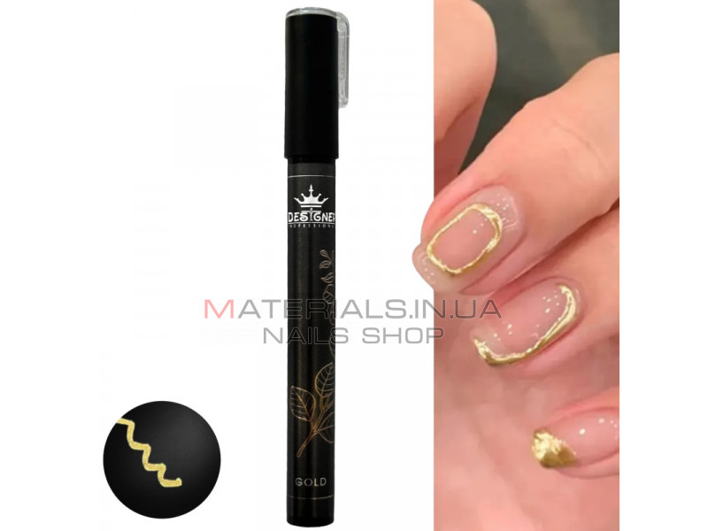 Chrom metal nail pen (Gold) - ручка для дизайна ногтей Дизайнер