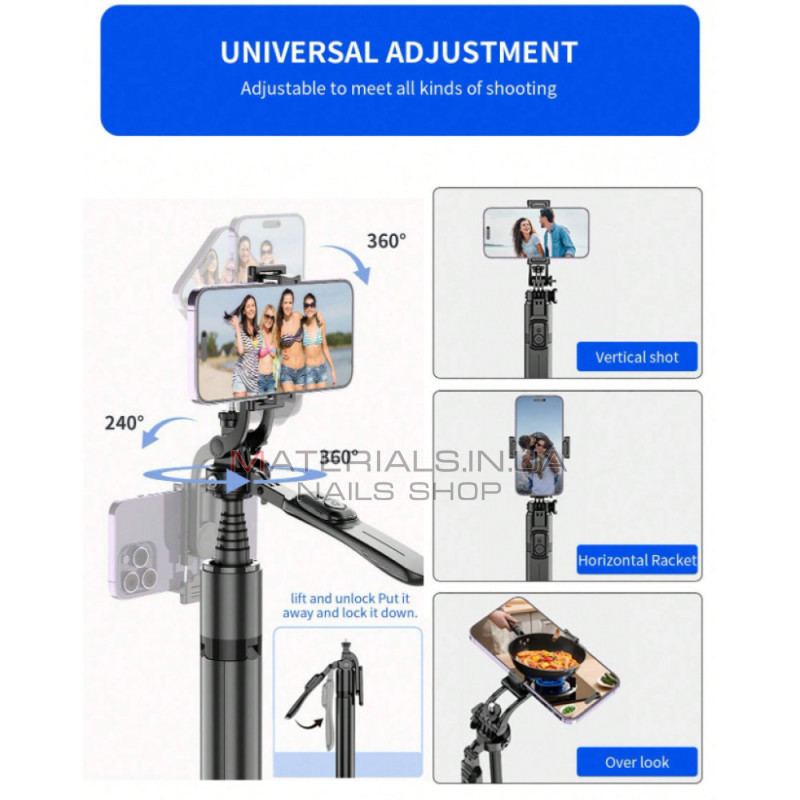 Monopod Tripod | 2.02m | — VM20 | Button Bluetooth | Veron Monopod Tripod | 2.02m | — VM20 | Button Bluetooth | Veron