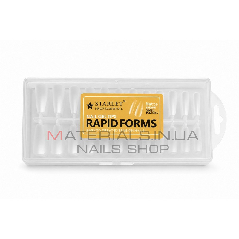 Гелеві тіпси для нарощування нігтів матові Starlet Professional Rapid Forms Балерина, 240 шт.