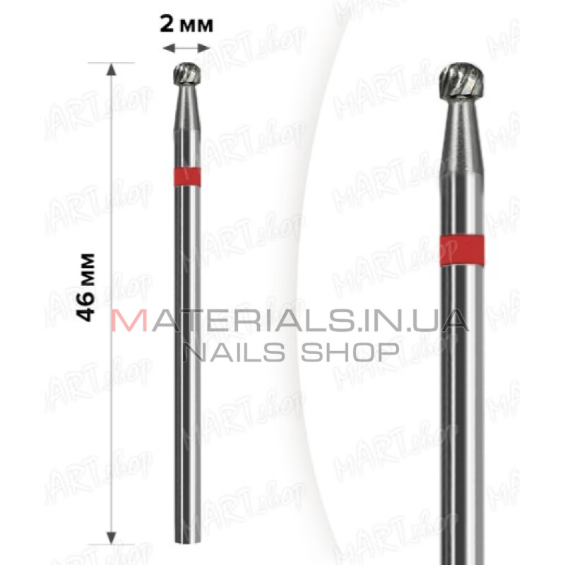 Твердосплавна фреза для зняття гель-лаку mART M-105 Кулька Red 2мм