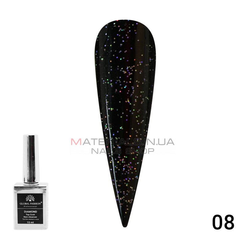 Топ із гліттером Galaxy Top Coat 08, 15 мл Топ із гліттером Galaxy Top Coat 08, 15 мл