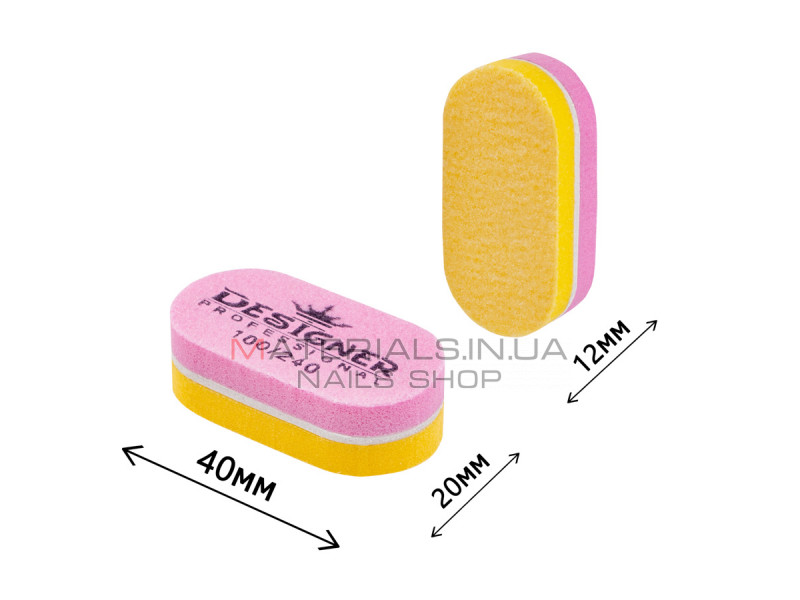 Упаковка бафов Designer 30шт мини 4см 180/240 - розовый с желтым