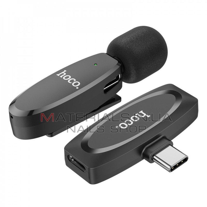 Бездротовий цифровий мікрофон Hoco L15 Crystal, USB-C, петличний — Black