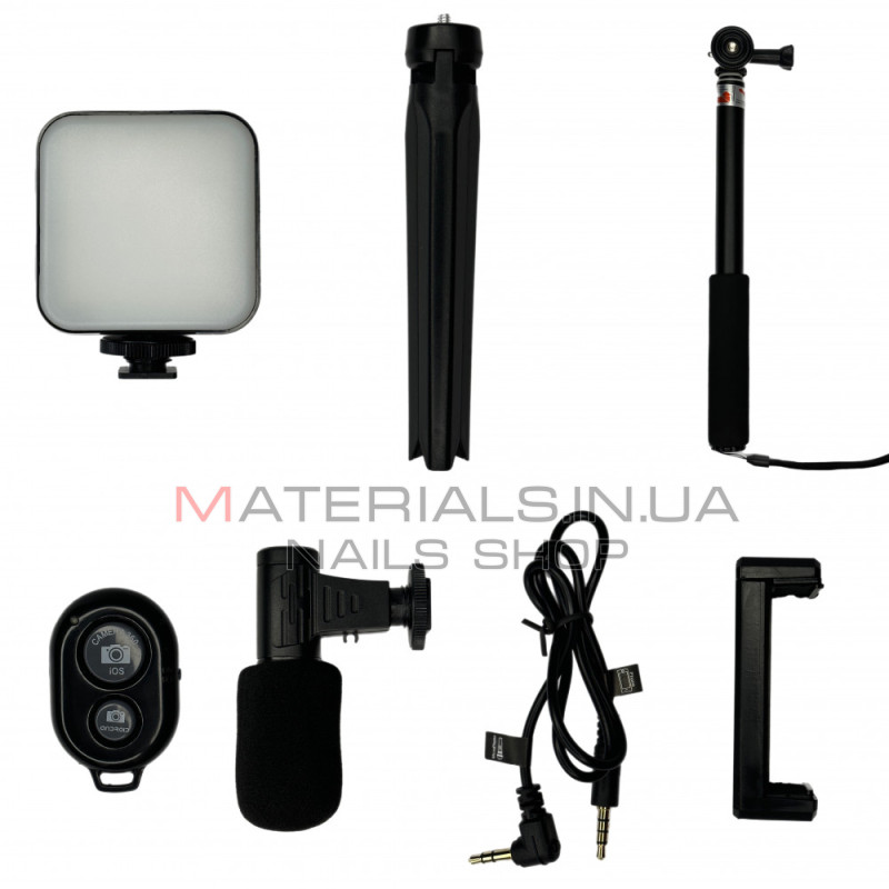 Монопод Tripod AY-49Z, Bluetooth, LED Lamp, Microphone, Flash