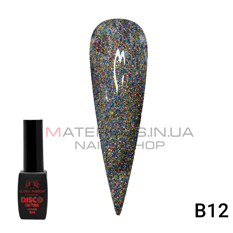 Гель лак Disco Gel Polish, Global Fashion, светоотражающий, 8 мл B12