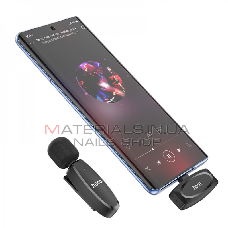 Бездротовий цифровий мікрофон Hoco L15 Crystal, USB-C, петличний — Black