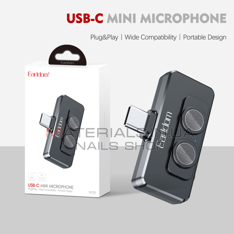 Бездротовий мікрофон для телефона Earldom ET-MC20, USB-C
