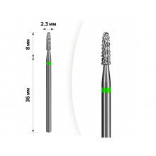 Твердосплавна фреза для зняття гель-лаку mART M-100 Конус Green 2.3*8