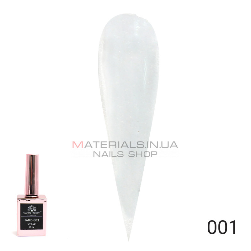 Твердий гель (Hard Gel) 15 мл Global Fashion, 01 прозорий Твердий гель (Hard Gel) 15 мл Global Fashion, 01 прозорий