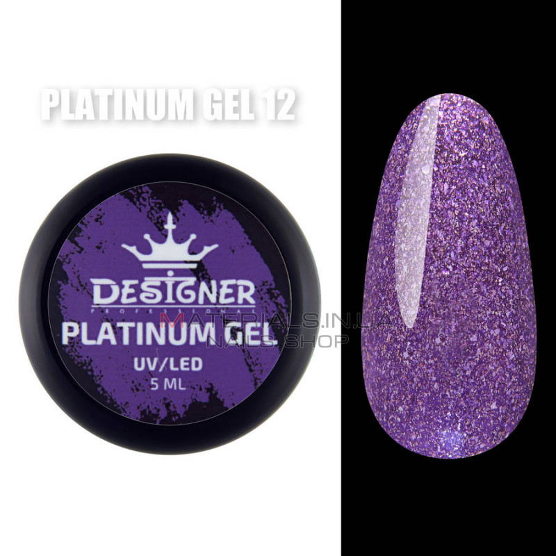 Platinum Gel Гель - платинум Designer Professional с шиммером, 5 мл. №12 Platinum Gel Гель - платинум Designer Professional с шиммером, 5 мл. №12