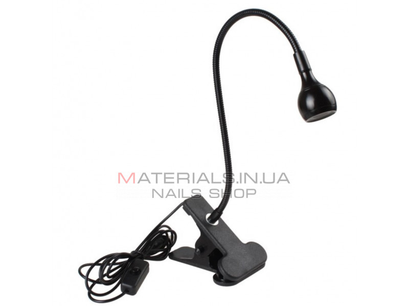 Лампа UV для сушки гель лака, гелевых типс с USB (настольная, гибкая, с прищепкой), 5 Вт. Черный