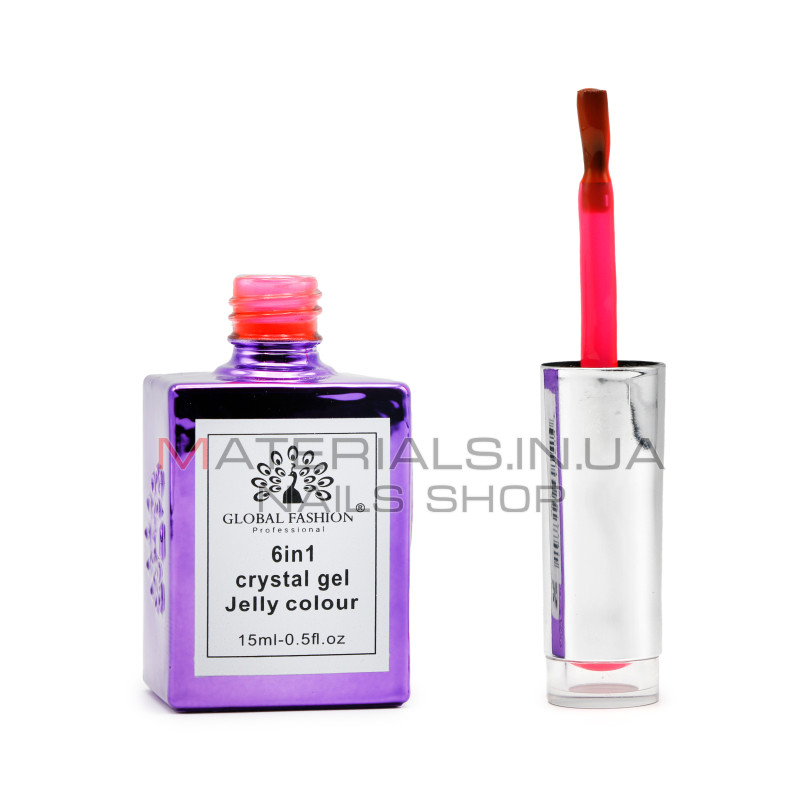 Гель для нарощування 6 in 1 crystal gel jelly colour, 15 мл, 6605