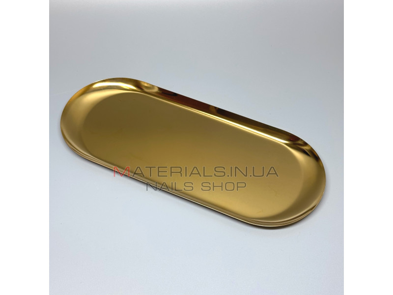 Лоток металлический для инструментов плоский (29,5х12 см), gold