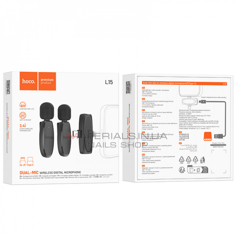 Wireless Digital Microphone — Hoco L15 L15 Dual-mic (iP/Type-C)