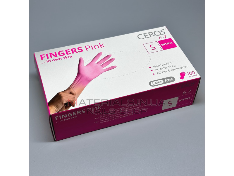 Перчатки нитриловые розовые без пудры SEF размер S, 100 шт