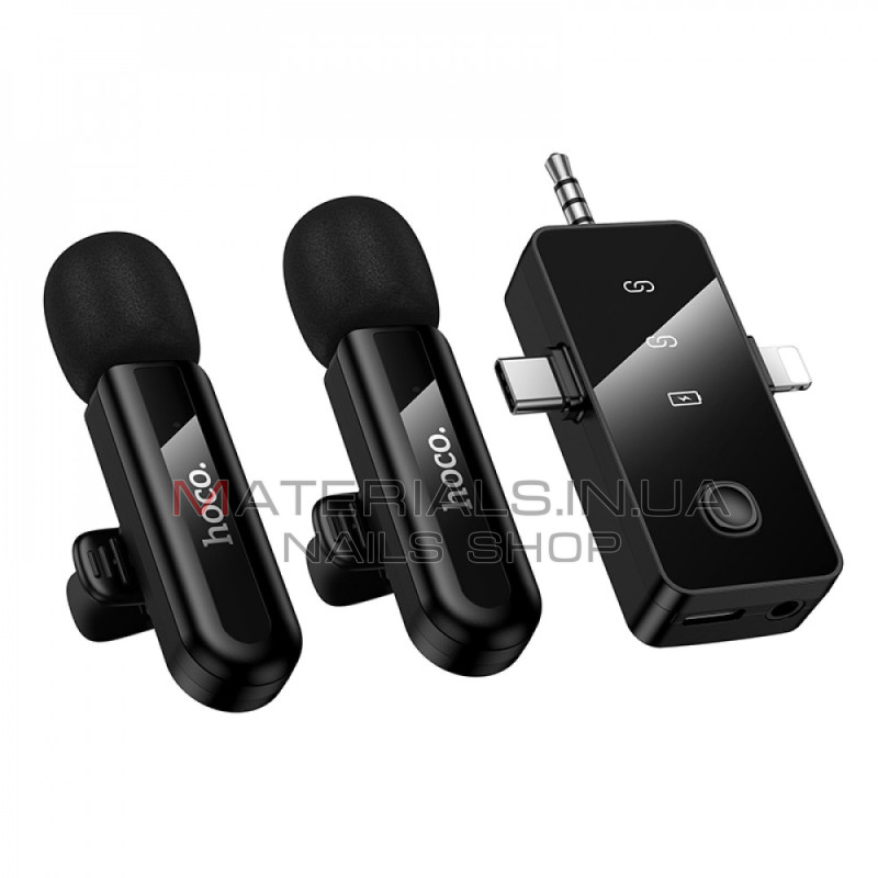 Бездротовий цифровий мікрофон Hoco L20C Fair, Lightning + USB-C + 3,5 мм