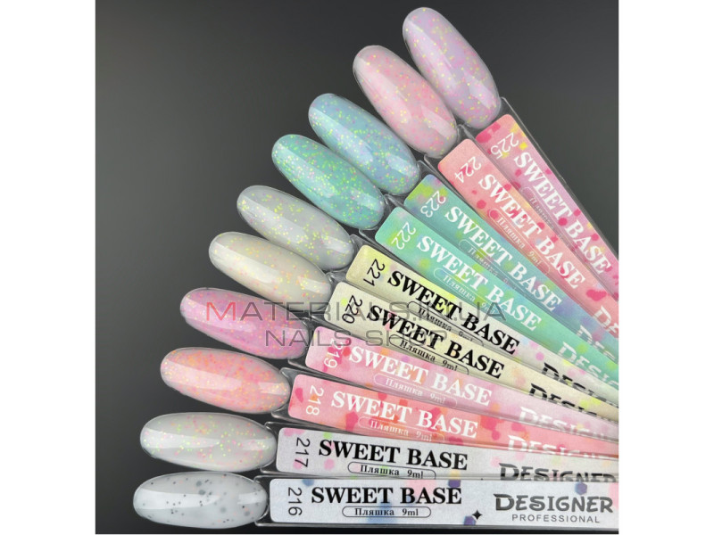 Кольорова база Sweet base 225 Дизайнер (9 мл.) - з дрібним конфетті різних кольорів