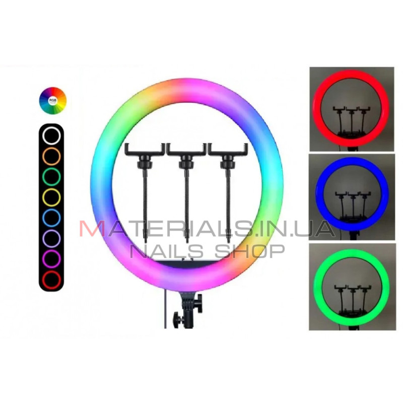 Кільцева LED-лампа RL-21, RGB Original 54 см, 65 Вт, 416 світлодіодів, пульт ДК, 3 м cable with plug, 3 holder, сумка