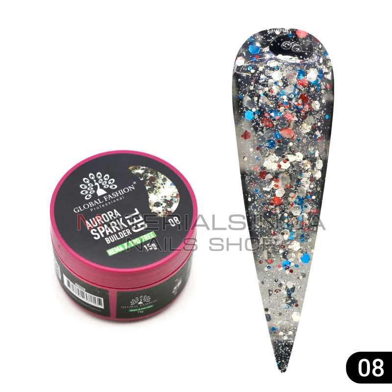Гель для моделювання нігтів 15 г, Aurora Spark Builder gel 08