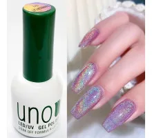 Гель лак UNO Rainbow Cat Eye для ногтей (голографический, кошачий глаз), 12 мл.