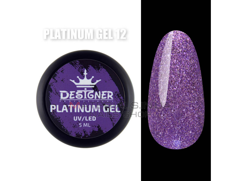 Platinum Gel Гель - платинум Designer Professional с шиммером, 5 мл. №12