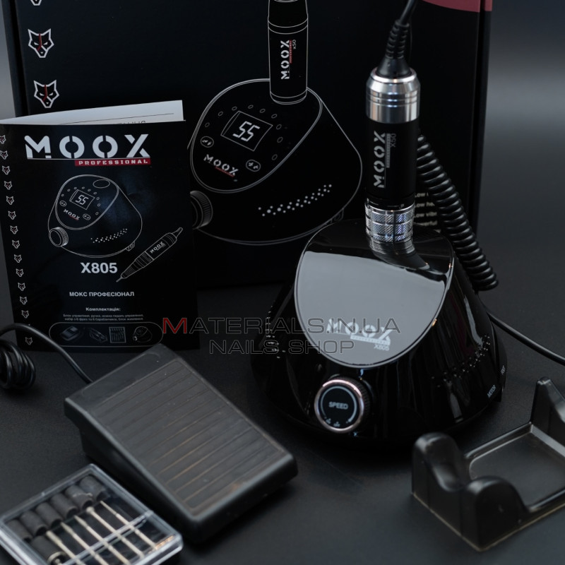 Фрезер Мокс X805 (Black) на 55 000 об./мин. и 80W. для маникюра и педикюра Фрезер Мокс X805 (Black) на 55 000 об./мин. и 80W. для маникюра и педикюра