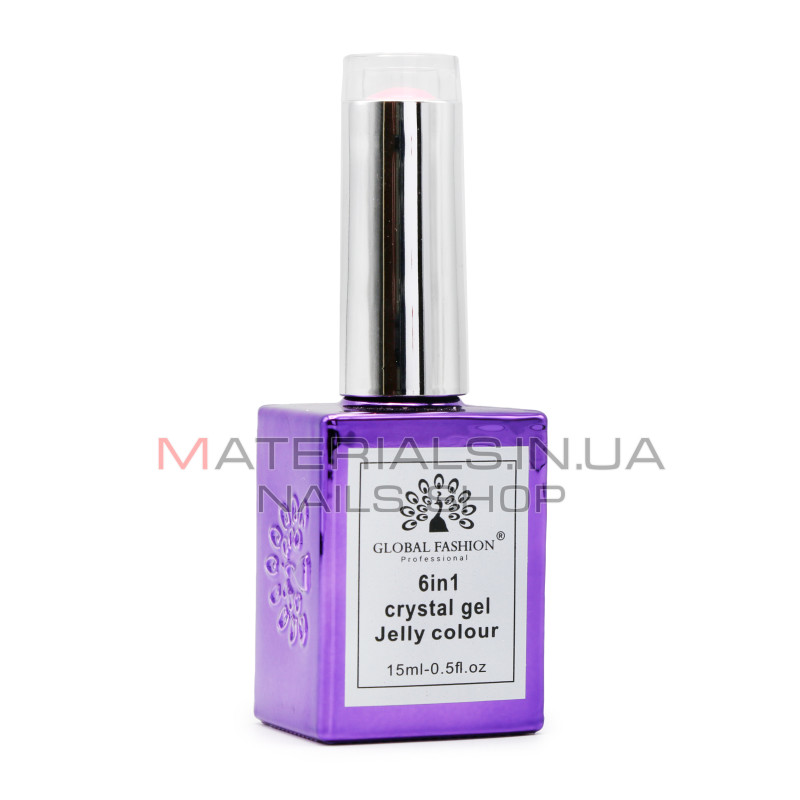 Гель для нарощування 6 in 1 crystal gel jelly colour, 15 мл, 6603