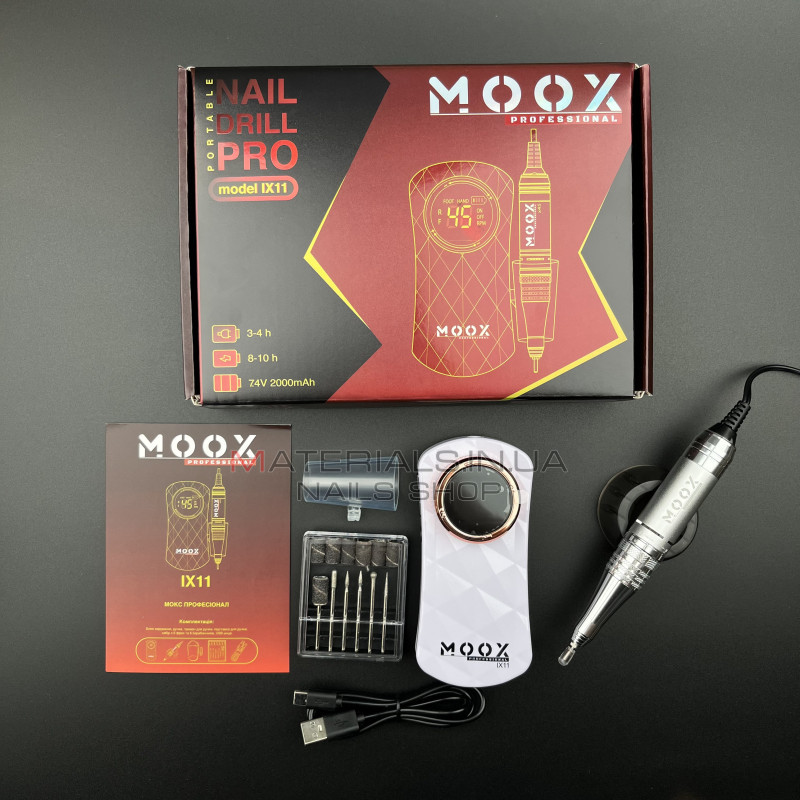 Фрезер Мокс IX11 (White) на акуммуляторі 45 000 об/хв. та 35 W. для манікюру та педикюру Фрезер Мокс IX11 (White) на акуммуляторі 45 000 об/хв. та 35 W. для манікюру та педикюру