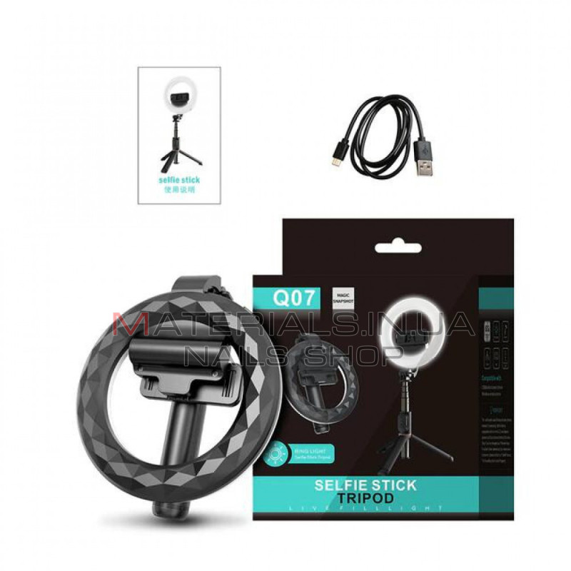 Монопод Tripod Q07, Bluetooth-кнопка, LED Lamp, 0,19 м