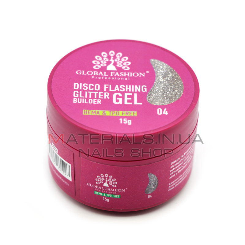 Гель для моделювання нігтів 15 г, Disco Flashing Glitter Builder gel 04