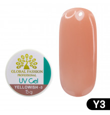 Гель для наращивания ногтей, камуфляж-3, Global Fashion Yellowish-3, 15 г