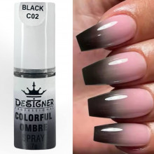 Colorful Ombre Spray, 7 г. Black C02 (Чорний) - спрей пудра Дизайнер для створення омбре на нігтях
