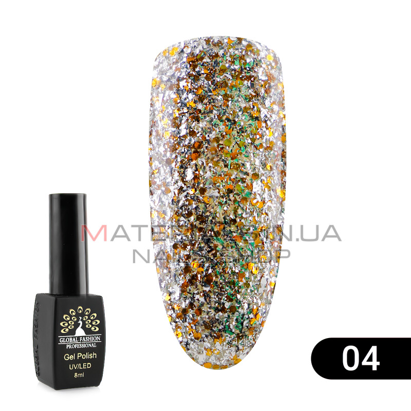 Гель лак Global Fashion Shiny (Пестрота), 8 мл, 04