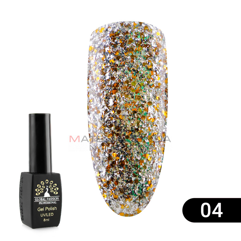 Гель лак Global Fashion Shiny (Пестрота), 8 мл, 04 Гель лак Global Fashion Shiny (Пестрота), 8 мл, 04