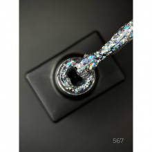 Гель лак Clow Glitter 567 Дизайнер (9мл.) - с хлопьями хамелеон разных размеров и глиттером
