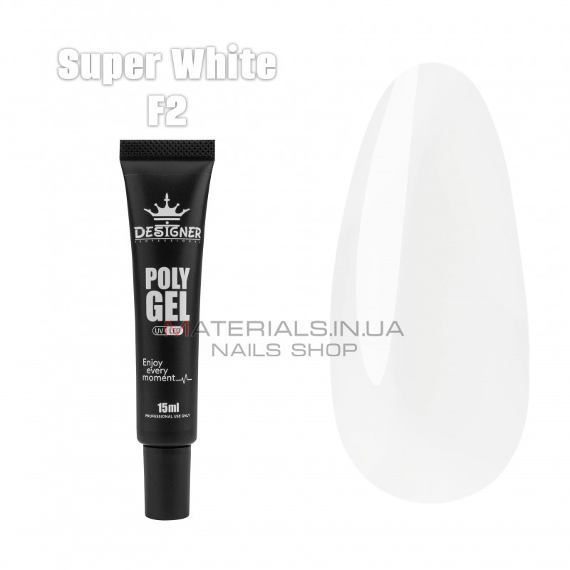 Полігель (15 мл.) Дизайнер F2 Super white Полігель (15 мл.) Дизайнер F2 Super white