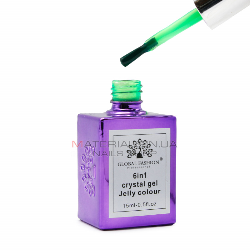 Гель для нарощування 6 in 1 crystal gel jelly colour, 15 мл, 6601