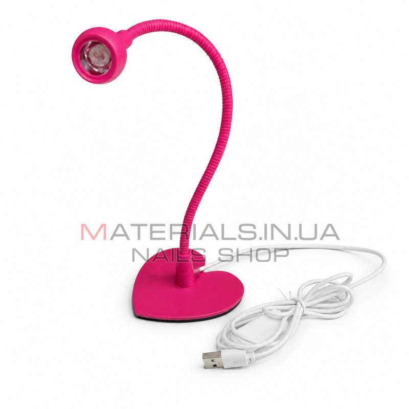 UV LED лампа на гнучкій ніжці з основою у формі серця 3W (USB), малиновий