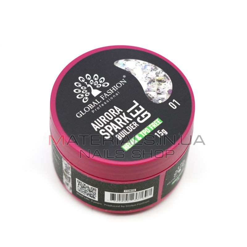 Гель для моделювання нігтів 15 г, Aurora Spark Builder gel 01